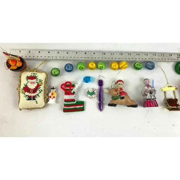 21x VTG Holiday Ornaments Christmas Satin Balls Stocking Snowman Fruit - Picture 8 of 9